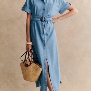 Sezane Dora Dress in Light Blue